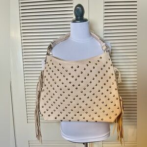MG Collection Fringe Gold Stud Bag